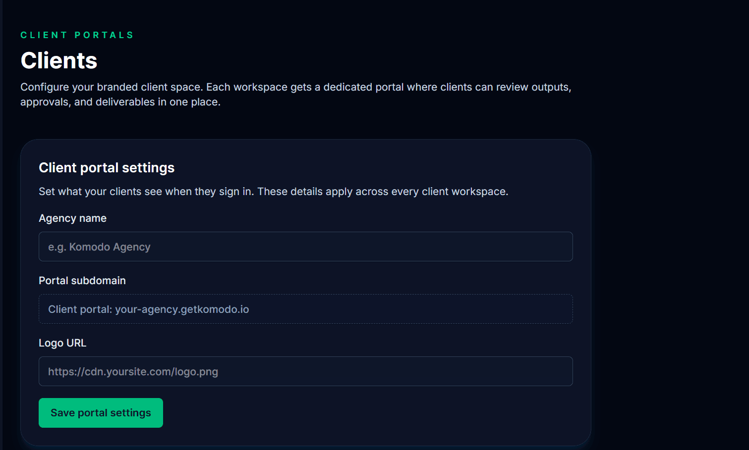 Komodo Client Portal Interface